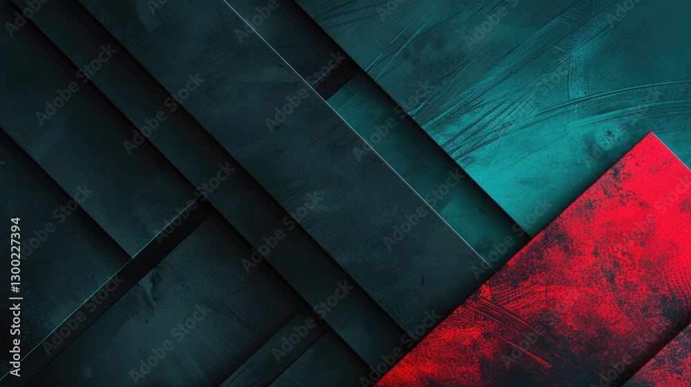 Poster abstract red and teal lines with splatter effects on dark background. background image of red and bl
