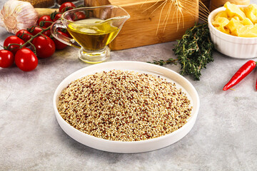Raw dry quinoa seeds cereal