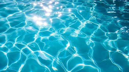 Obraz premium Serene Aqua: Sparkling Pool Water, Sunlit Reflections, Tranquil Blue