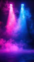 Colorful smoke and light effects create an engaging atmosphere during a nighttime performance