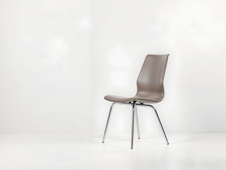 A minimalist chair with a simple yet elegant design, set against a bright white background. Generative AI