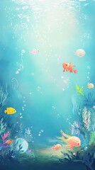 Fototapeta na wymiar An underwater scene depicting colorful fish and aquatic plants