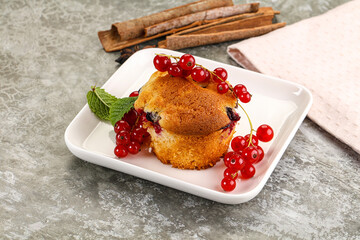 Delicous cupcake with red currant