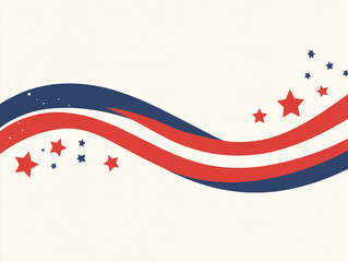 Colorful wave design with red and blue stripes and stars for patriotic celebrations and events