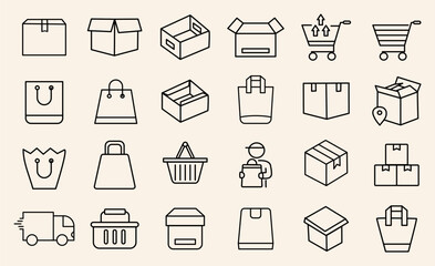 Shipping and Logistic icons set editable stroke 