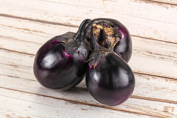 Raw violet and black eggplant