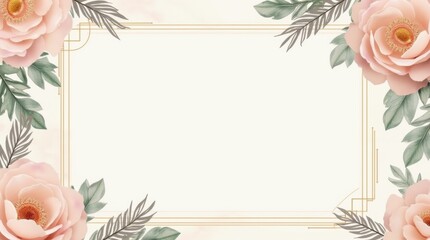 White and gold wedding expo banner with floral accents on pastel background, showcasing a luxurious event theme.