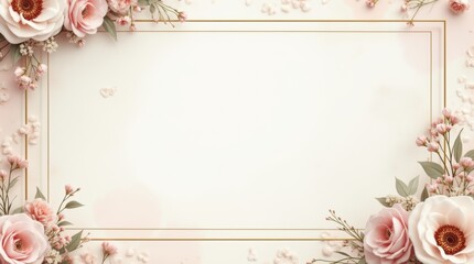 White and gold wedding expo banner with floral accents on pastel background, showcasing a luxurious event theme.