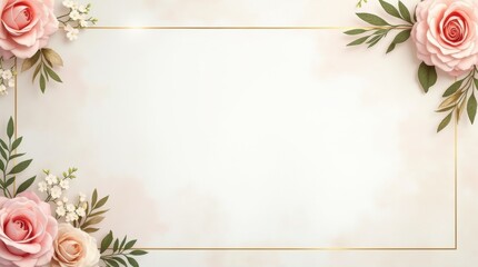 White and gold wedding expo banner with floral accents on pastel background, showcasing a luxurious event theme.