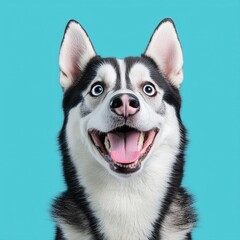Obraz premium Charming dog standing proudly against a bold blue background highlighting its unique features and personality