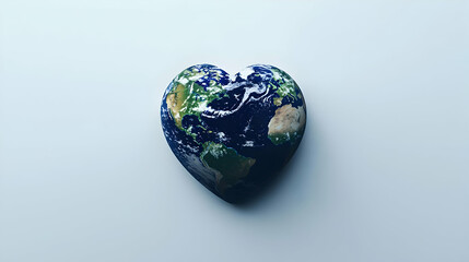Fototapeta premium Heart Shaped Pixelated Earth Globe on White Surface Concept of Environmental Protection