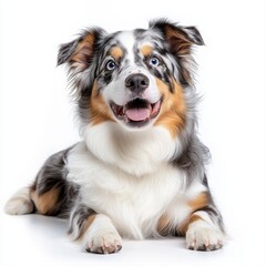 An adorable dog featuring a bright white background highlighting its unique features and charismatic personality