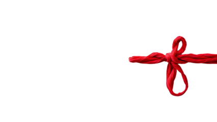 A vibrant red string tied in a neat bow, symbolizing connectivity and attention to detail on a transparent background.