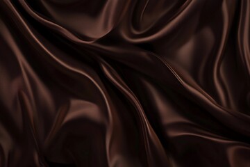 Obraz premium Elegant Dark Brown Silk Fabric Draping Softly Under Warm Light. Generative AI