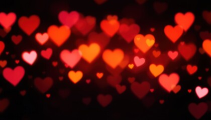 Romantic Bokeh Hearts on a Dark Background