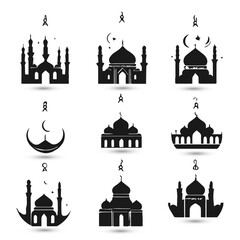 Set logo hanging Islamic raditional muslim symbols of Ramadan Mubarak fanous