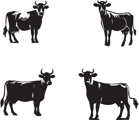 silhouette of clean vector of cow isolated