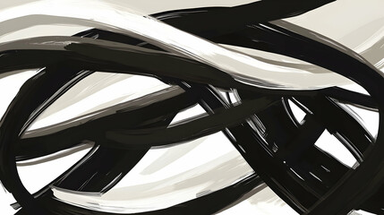 Abstract black, white, beige paint strokes swirling; modern art; website background; design element