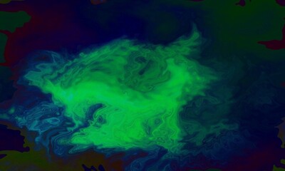 Abstract Flowing Green and Dark Blue Liquid Design