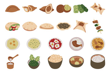 A Colorful Collection of Middle Eastern food icons