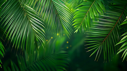 Obraz premium Vibrant Green Palm Fronds Frame a Lush Natural Scene