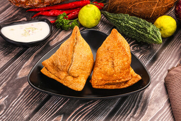 Indian cuisine - stuffed samosa pastrie