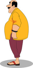 A indian village fat man side pose cartoon character design for cartoon stories