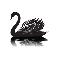 Obraz premium swan on lake silhouette vector logo design