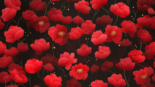 The red rose frowing in the dark graphic background