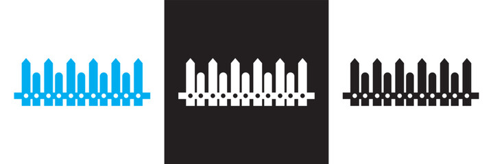 Fence  icon. Isolated on white and black background. Vector illustration. EPS 10