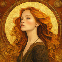 Portrait of a woman with fiery hair expressing confidence