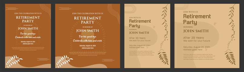 Retirement party flyer layout social media post design vintage royal traditional chill old ancient invitation card celebration festive senior Happy retirement flyer. vintage, traditional