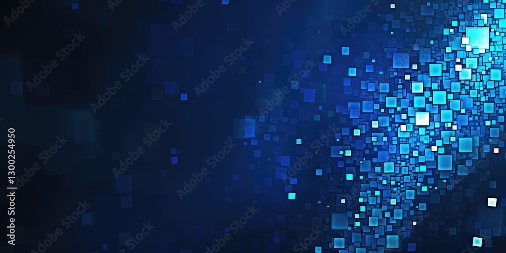 Poster abstract blue squares pattern with glowing digital effects. futuristic background for technology des