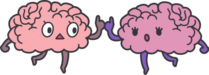 Creative Brain Dialogue Expressing and Explaining. A fun and creative design perfect for themes of communication, education, teamwork, and idea sharing.
