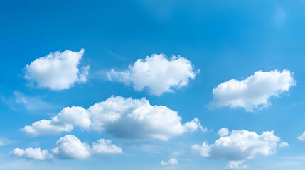White Cumulus Clouds Floating in a Bright Blue Sky with Atmospheric Depth