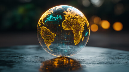 Exploring global data trends digital globe visualization outdoor setting nighttime environment artistic perspective