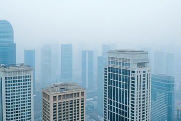 Fototapeta premium A simple geometric representation of nitrogen oxide air pollution levels in a cityscape