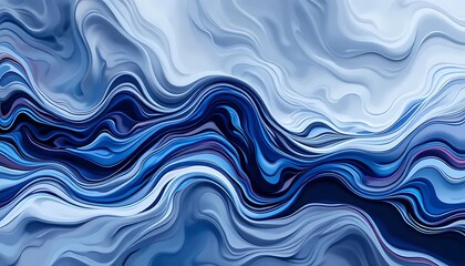 Abstract Waves of Blue and White Fluid Shapes Creating a Dreamy and Serene Background for Art Projects