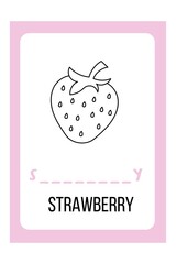 Coloring Fruit Flash Cards - Strawberry