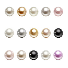 collection of high quality pearls on transparent background