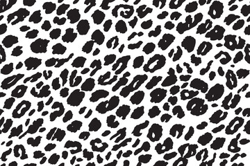 Seamless Black and White Leopard Fur Vector Pattern