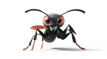 Fototapeta premium Cartoon ant walking, white background