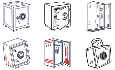 Explore our vector icon set featuring school, travel, and gym lockers. Perfect for adding clarity and style to your designs with versatile, easy-to-use icons.
