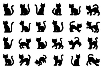 Black Cat Silhouettes Vector Collection