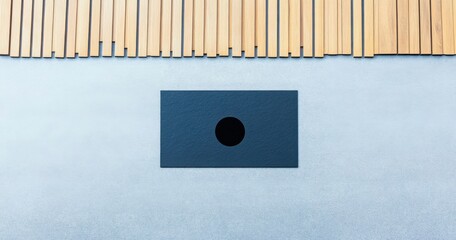 Modern Minimalist Design with Circular Cutout in Slate Background