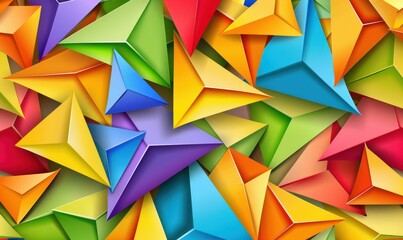 Obraz premium Abstract arrangement of colorful triangles for backgrounds, banners, covers, or advertising