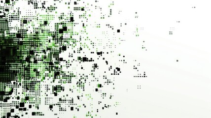 Abstract glitch movement effect on surface of digital cyber design express scene of cyberspace. High tech green pixel of data scenery in digital pattern perfect for wallpaper and background. AIG53.