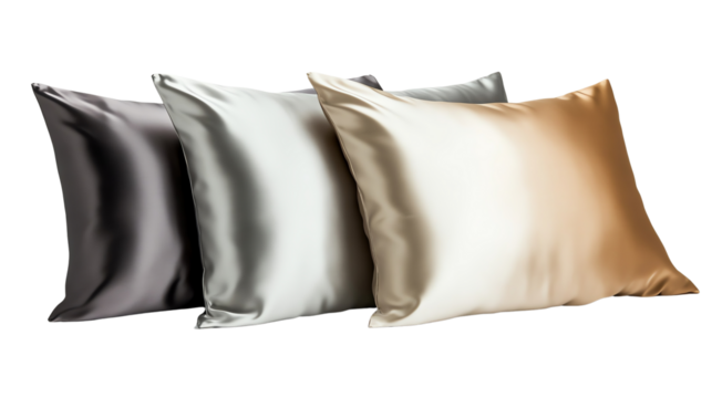 Elegant silk pillows in various colors.