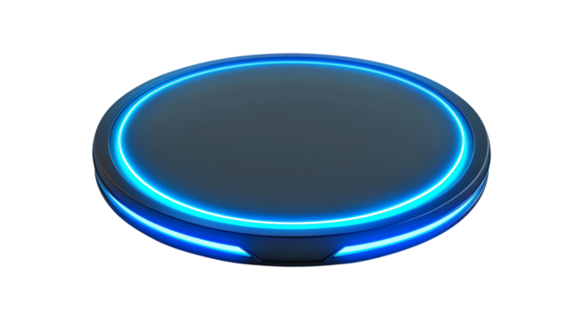 Futuristic illuminated wireless charger design.