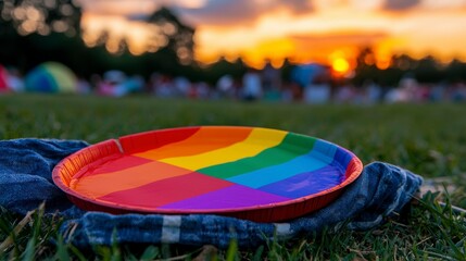 Fototapeta premium Rainbow Tray at Sunset Outdoor Gathering